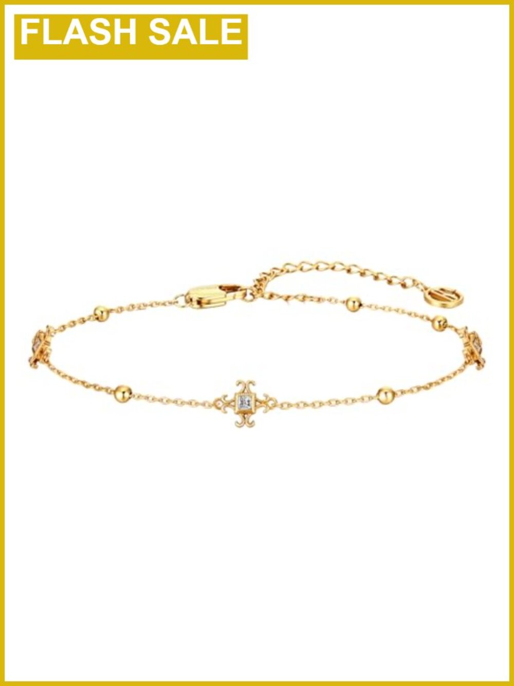 18K Gold Plated Hand Chain Bracelet Cubic Zirconia Adjustable Women